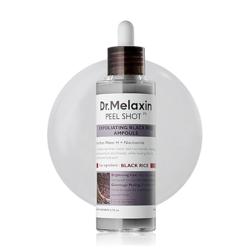Dr.Melaxin Peel Shot Black Rice Exfoliating Ampoule, Face Exfoliator with AHA BHA ( 2.71 fl.oz )
